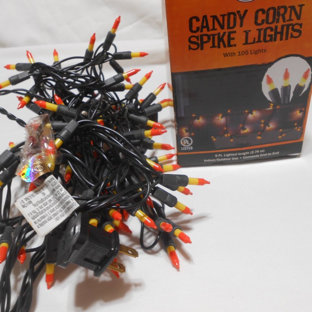 2 New Stenna Candy Corn Halloween WORKING Spike String Lights Tested 🎃 SALE